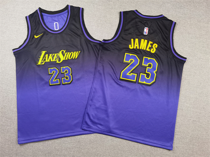 Youth  Los Angeles Lakers #23 James purple 2024 2025 NBA jersey->memphis grizzlies->NBA Jersey